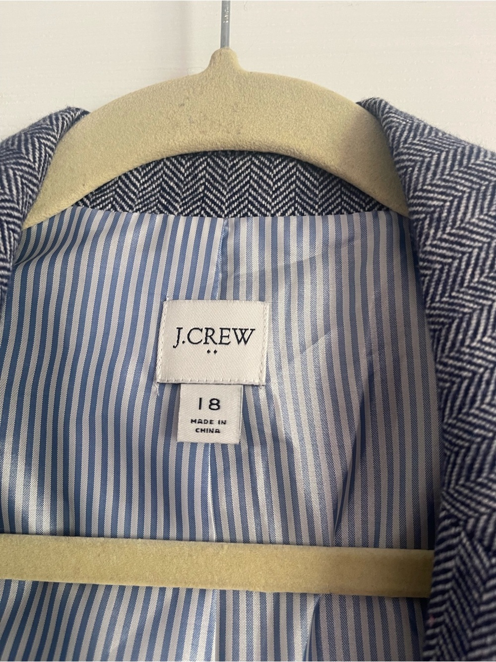 J. Crew Navy and White Herringbone Blazer - Picture 2 of 4